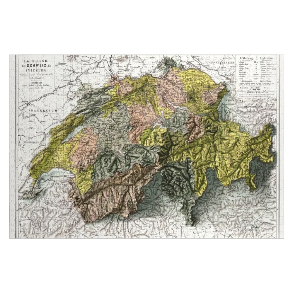 

1880 Switzerland Relief Map 3D digitally-rendered Jigsaw Puzzle Wooden Compositions For Children Christmas Gifts Puzzle