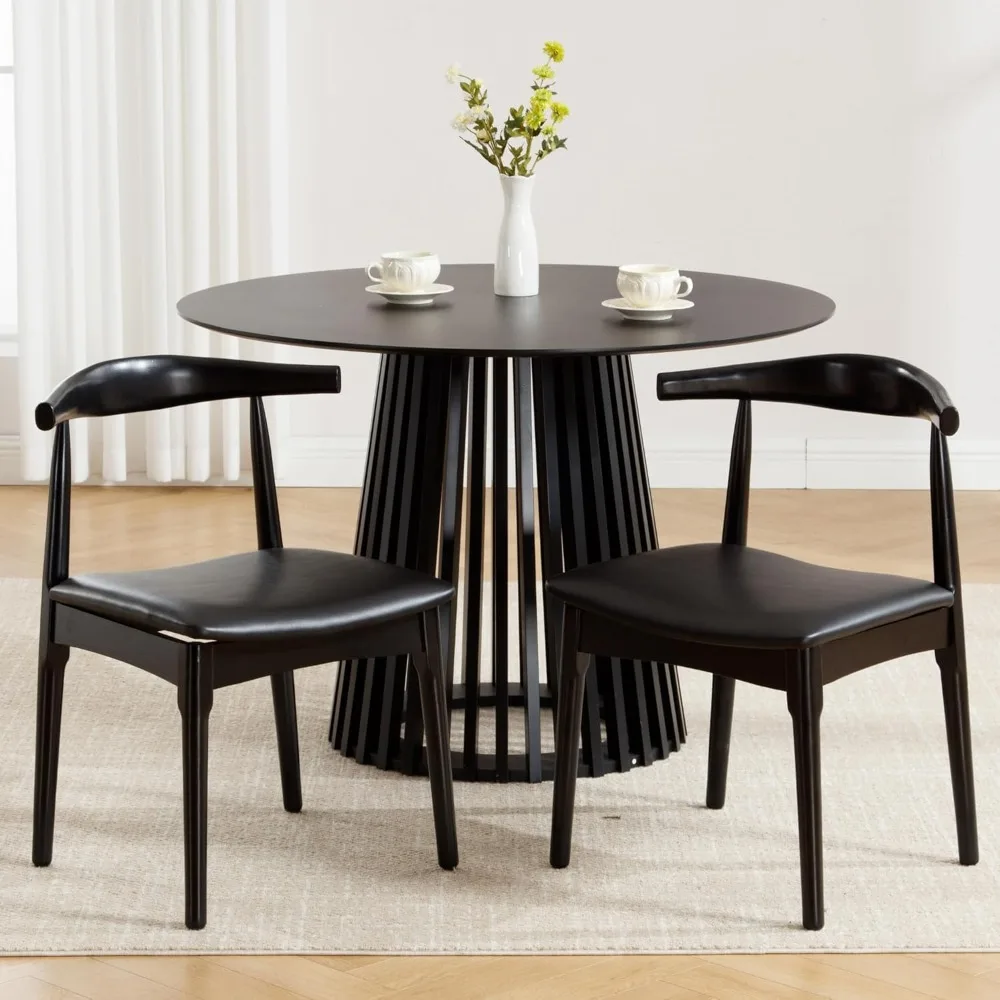 

Wooden Dining Chairs Set of 2, Wishbone Modern Dining Room Chairs Curved Back Kitchen Chairs with Solid Wood Legs