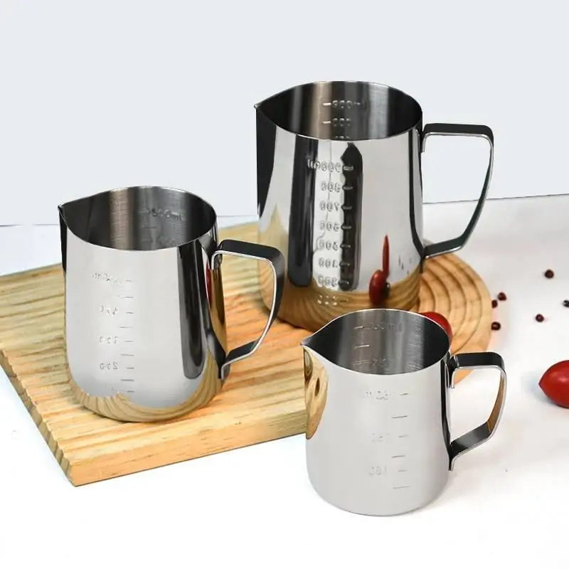 Stainless Steel Milk Frothing Pitcher With Internal Scale: Ergonomic Handle Home Coffee Latte Art Making