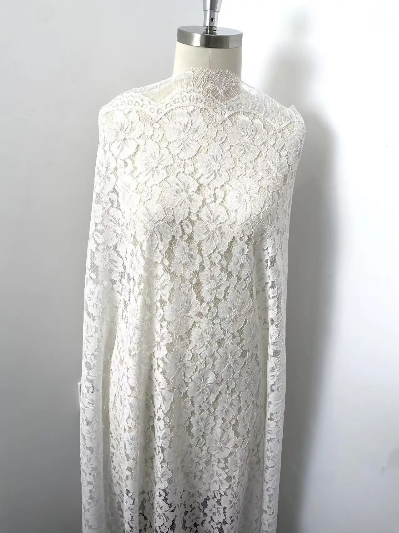 

Premium Exquisite Floral Wedding Lace Fabric—Intricate Embroidery for Bridal Dress Making, DIY Decor & Craft Projects