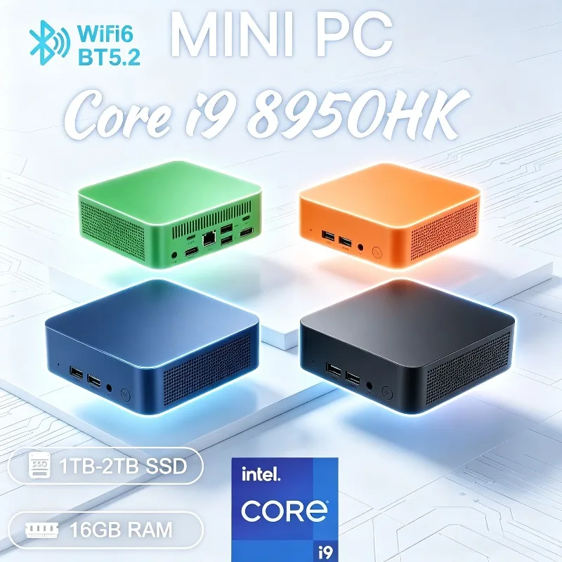 Fast Compact New MINI PC Core i9 8950HK 16GB RAM 1TB 2TB SSD WIFI 6 BT5.2 4K HD Mini Gaming Office Study Pc