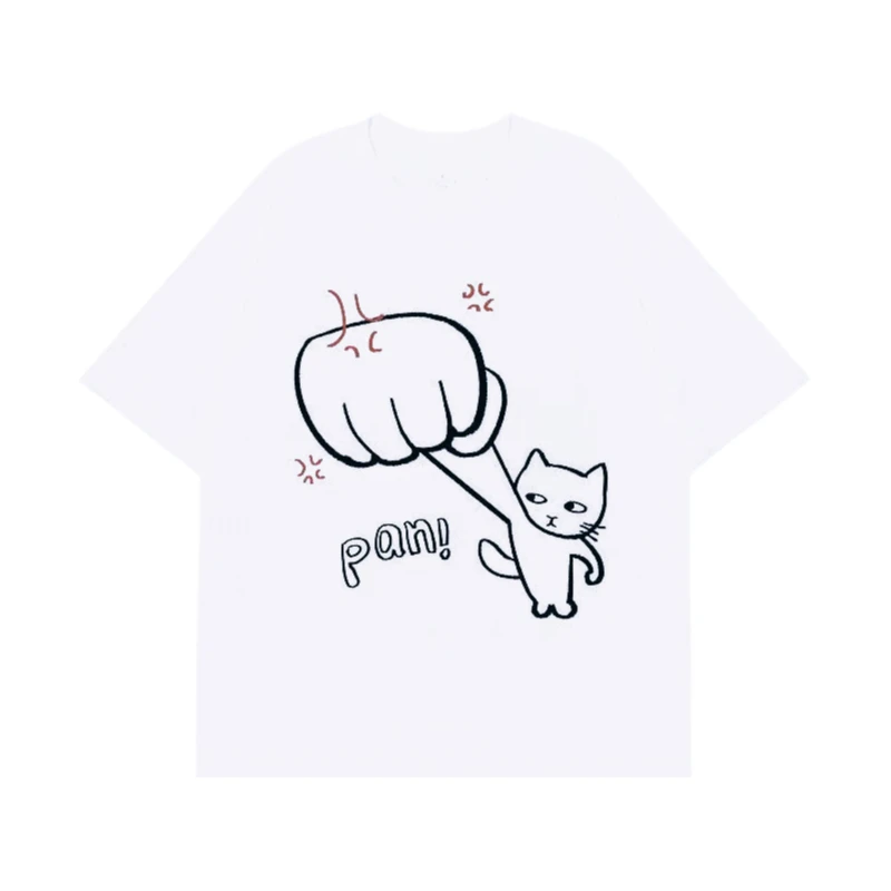 

T-shirts for men and women in 2025 New summer fashion T-shirts shorts casual cat cartoon T-shirts printed cotton simple tops Tee