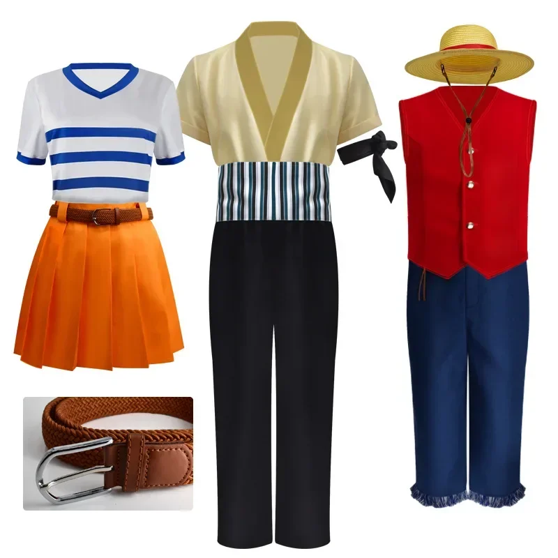 Anime men's clothing, children's clothing live action version, Nami uniform, Zoro clothing, Hall, Monkey D, Luffy Cosplay women'