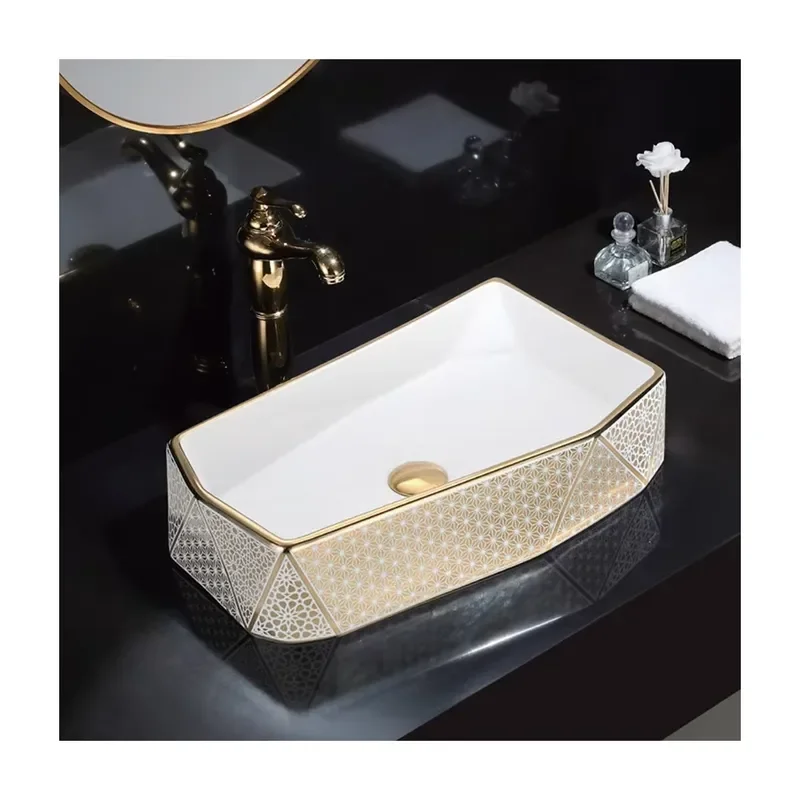 Modern Oval Ceramic Bathroom Sink Handmade Art Design Wash Basin for Salon with Drain Rectangular Vessel Lavatory Home Decor