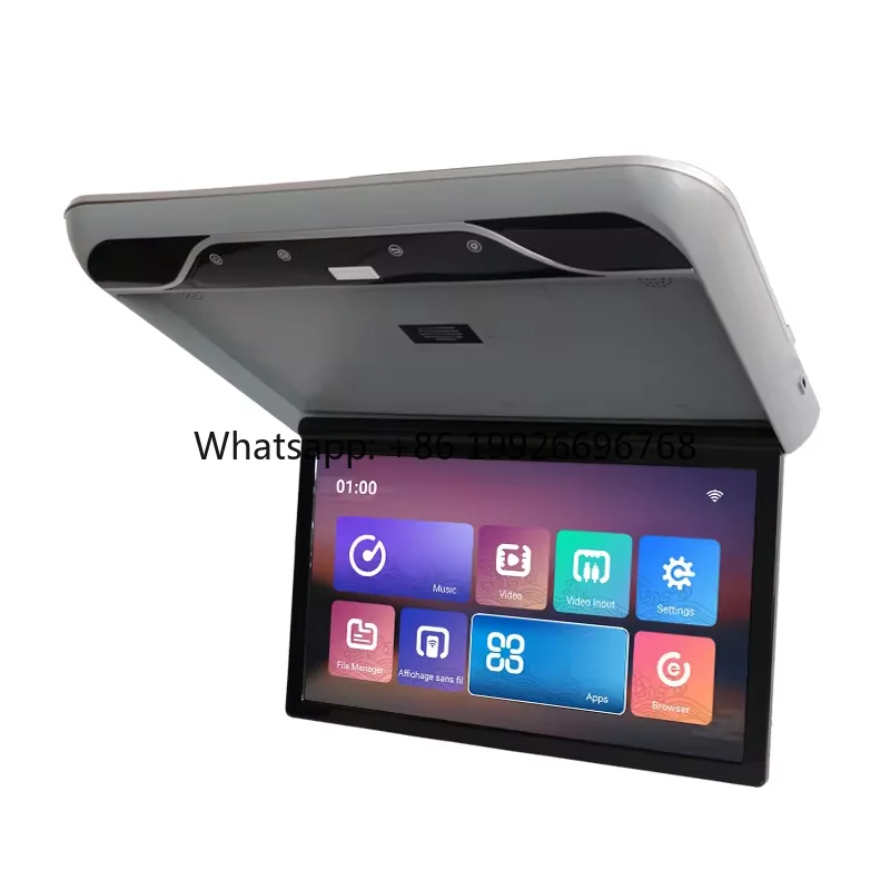 

19.5 Inch Flip-down Car Roof Android Monitor LCD IPS Mounted Player WIFI USB SD Mirror Link 16 Color Atmosphere Lamp Touch