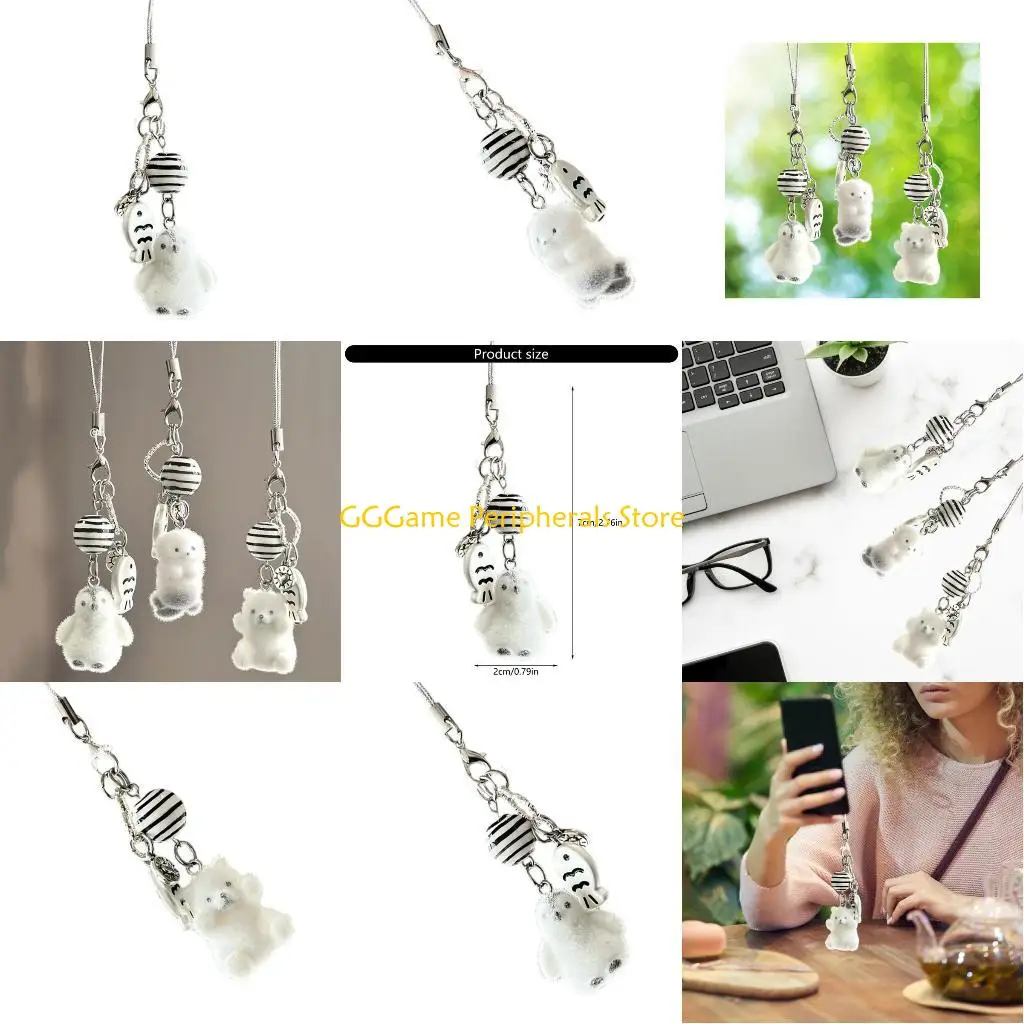 U55B Cartoon Animal Pattern Cellphone Case Lanyard Keychain Bag Decoration Straps Universal Phone Chain Pendant