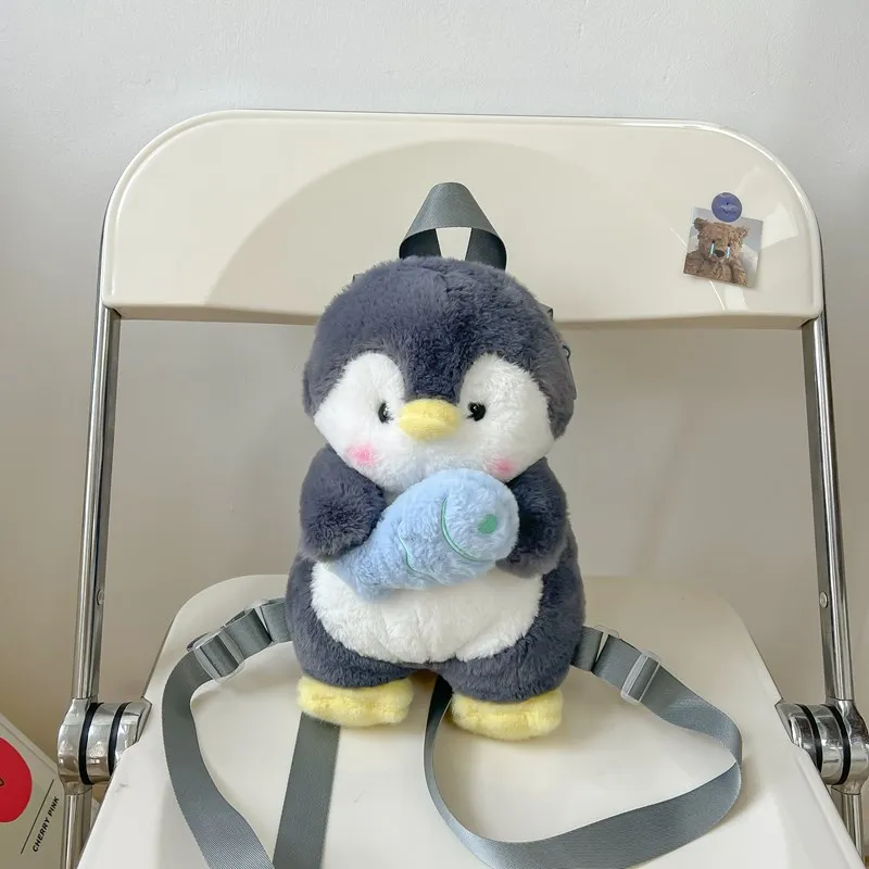 Cartoon New Soft And Cute Plush Stuffed Penguin Doll Shoulder Bag Fashion Large Penguin Plush Backpack Kids Birthday Gifts