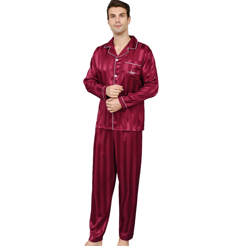 Heren Pyjama Lange Mouwen Zomer Ijs Mooi Huis Kleding Heren Lente En Herfst Casual Dun Vest Kan Slijten Twee Pakken