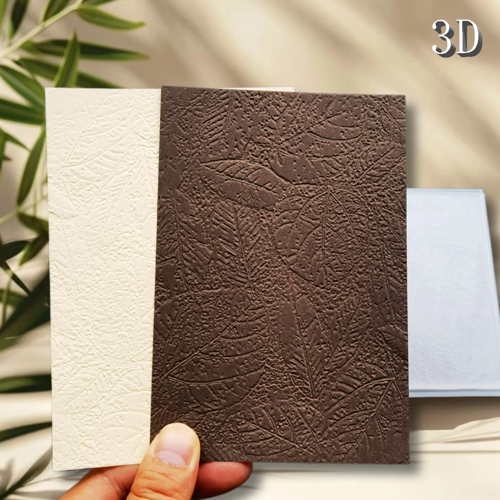 مجلد منقوش ثلاثي الأبعاد لخلفية الملمس القديم على شكل أوراق شجر - اختيار مثالي لصنع بطاقات DIY وسجل القصاصات، بلاستيك متين #4