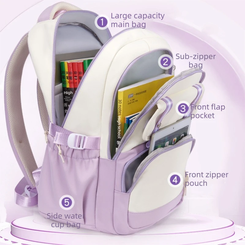 حقيبة ظهر ذات سعة كبيرة من Stitch Cartoon Daypack حقيبة سفر للتنقل حقيبة مدرسية للأطفال والبنات Mochila مع محفظة للعملات المعدنية