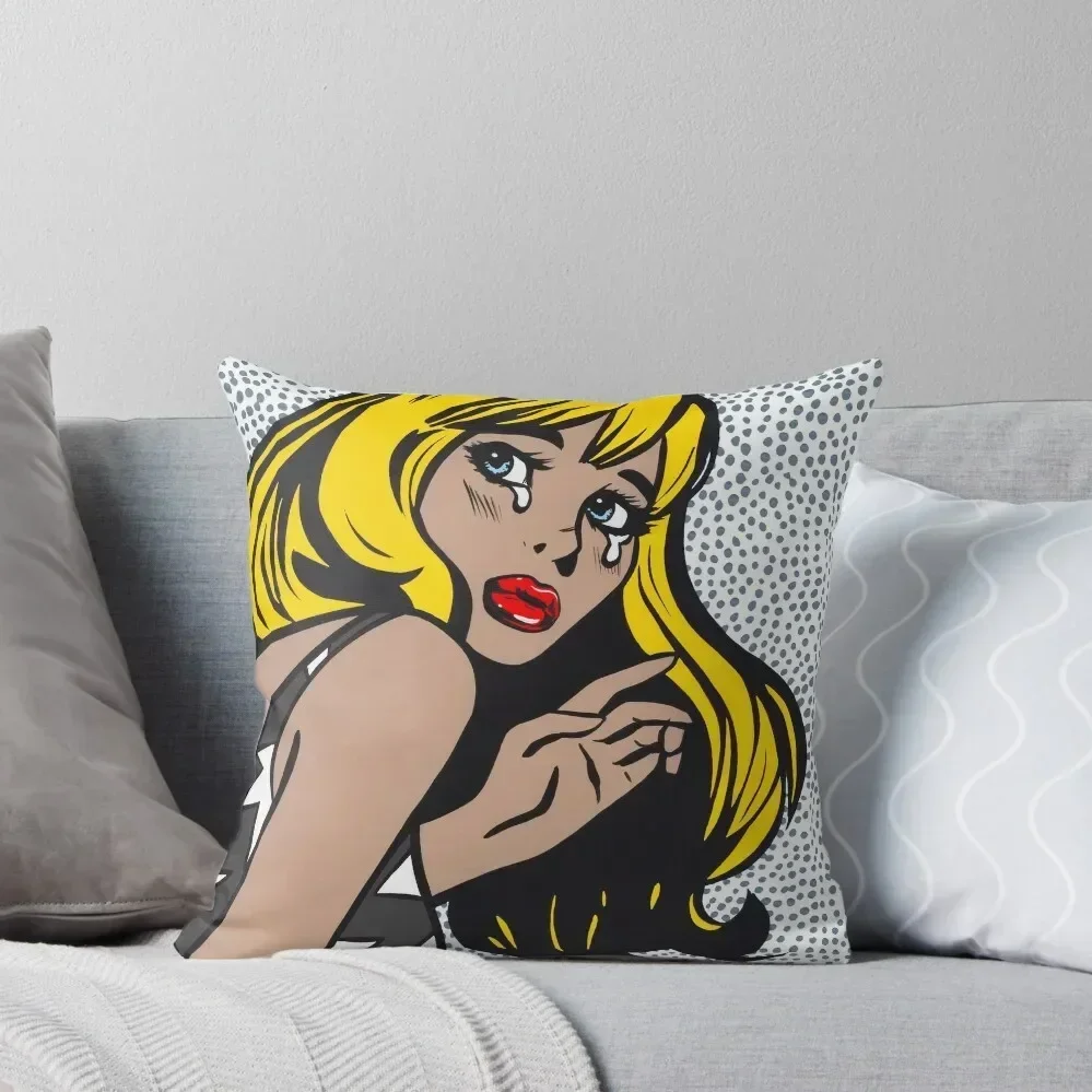 

Blonde Bangs Crying Comic Girl Throw Pillow Pillowcase Pillowcases Bed Cushions pillow