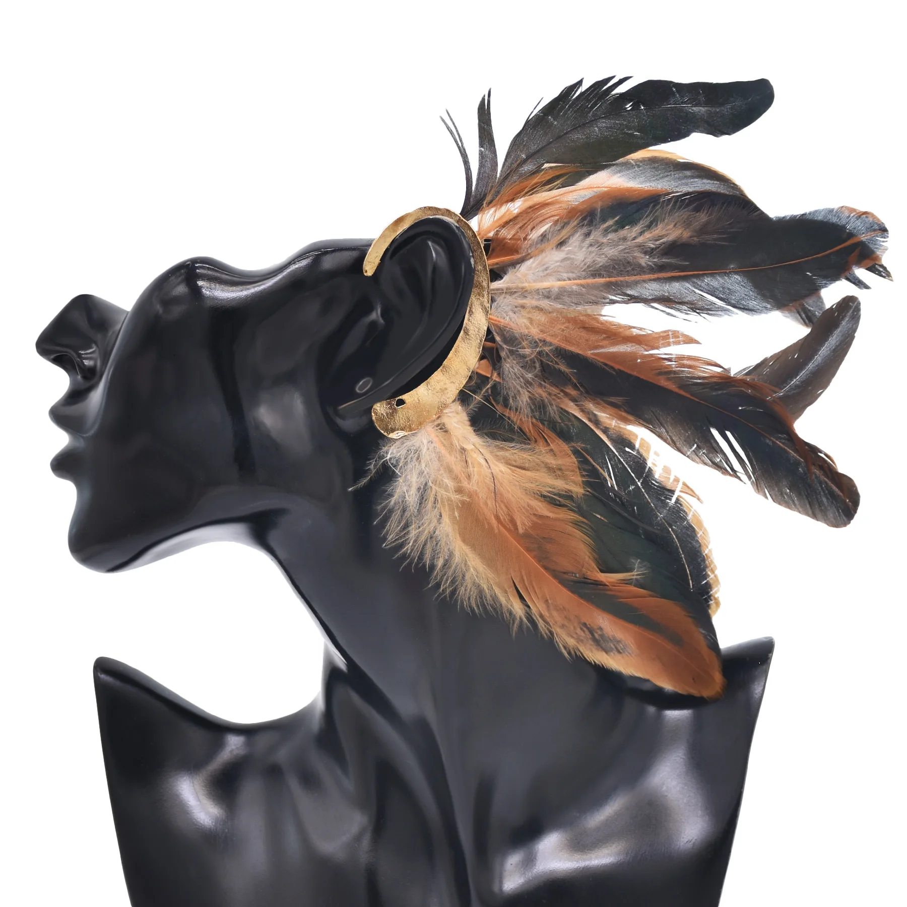 Feather Women Ear Cuff Bohemian Ethnic Exaggerated Statement Beach Party Clip Earrings Charms Indian Earrings Feminina