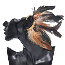 Feather Women Ear Cuff Bohemian Ethnic Exaggerated Statement Beach Party Clip Earrings Charms Indian Earrings Feminina
