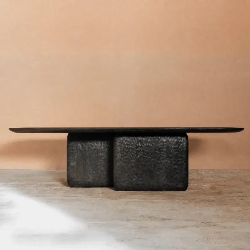 Nordic Wabi Sabi Solid Wood Dining Table Creative Antique Retro Square Table for Home Restaurant Negotiation