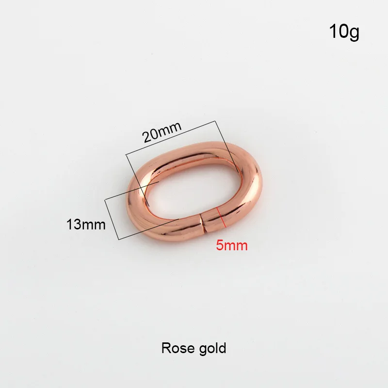 20-100pcs Rose Gold 5.0mm Line 20mm Inner Oval Rings for Chain Bag Non-welded O Ring Connector Buckle Purse DIY Bag Accessories