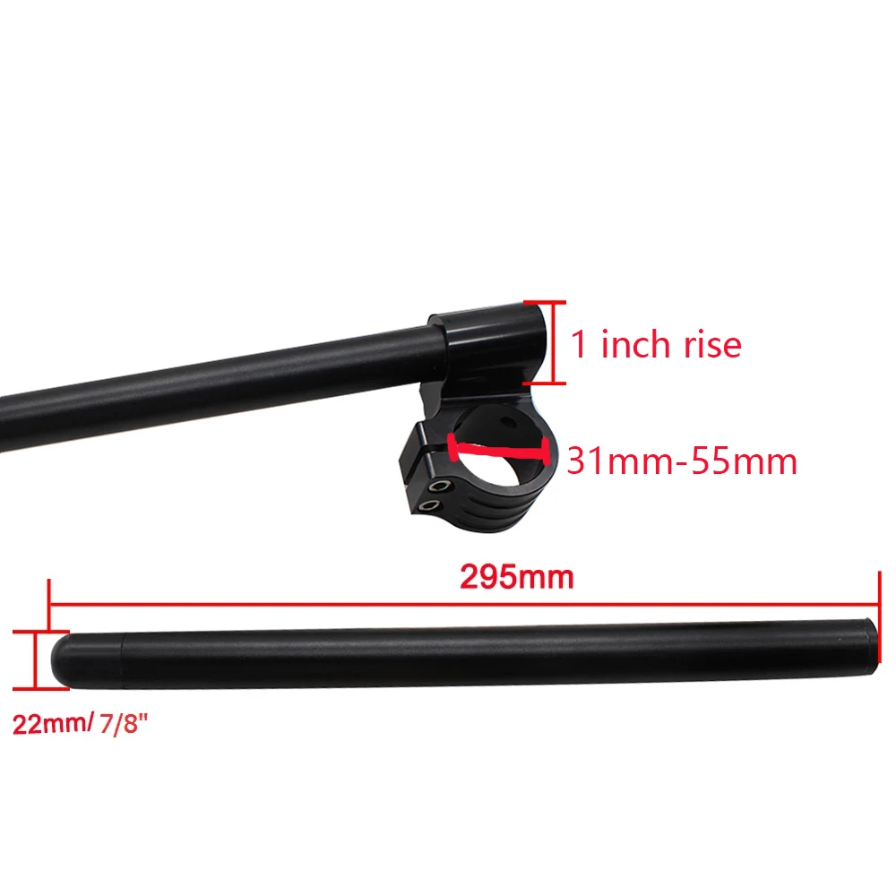 Black Motorcycle Handlebar Racing CNC 32 33 35 36 37 39 41 45 48 50 51 MM Clip On Fork Tube Handle Bar For Cafe Racer