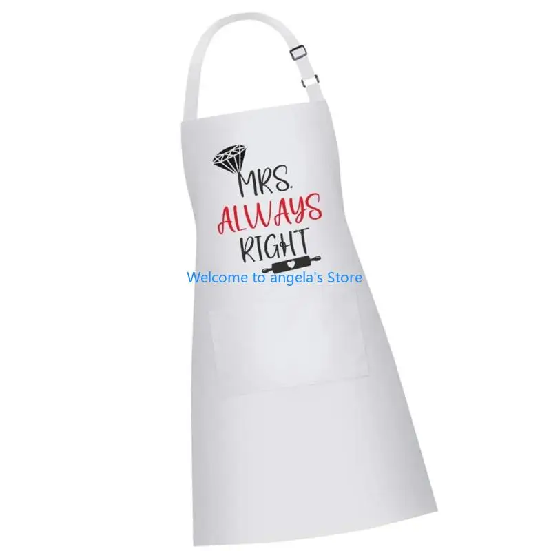 X4YC ユニセックス カップル キッチン エプロン MR MS プリント生地 イージータイ デザイン アパレル