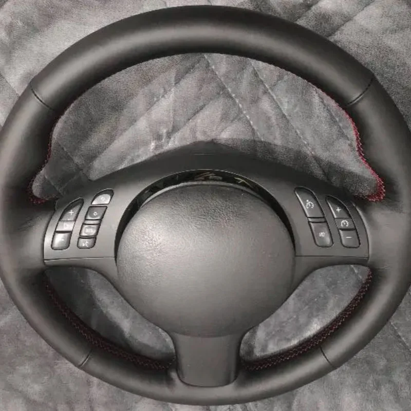 

Customized Braid Wrap Anti-Slip Black Artificial Leather E39 X5 E53 Z3 E36 Car Accessories Car Steering Wheel Cover For BMW E46