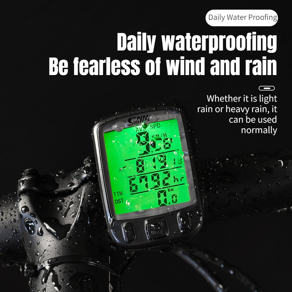 Mountain Road Bicycle Code Watch 24 Function Screen SD-563A Cycling Computer Mountain Bike Speed Meter Green Luminous Bike Acces