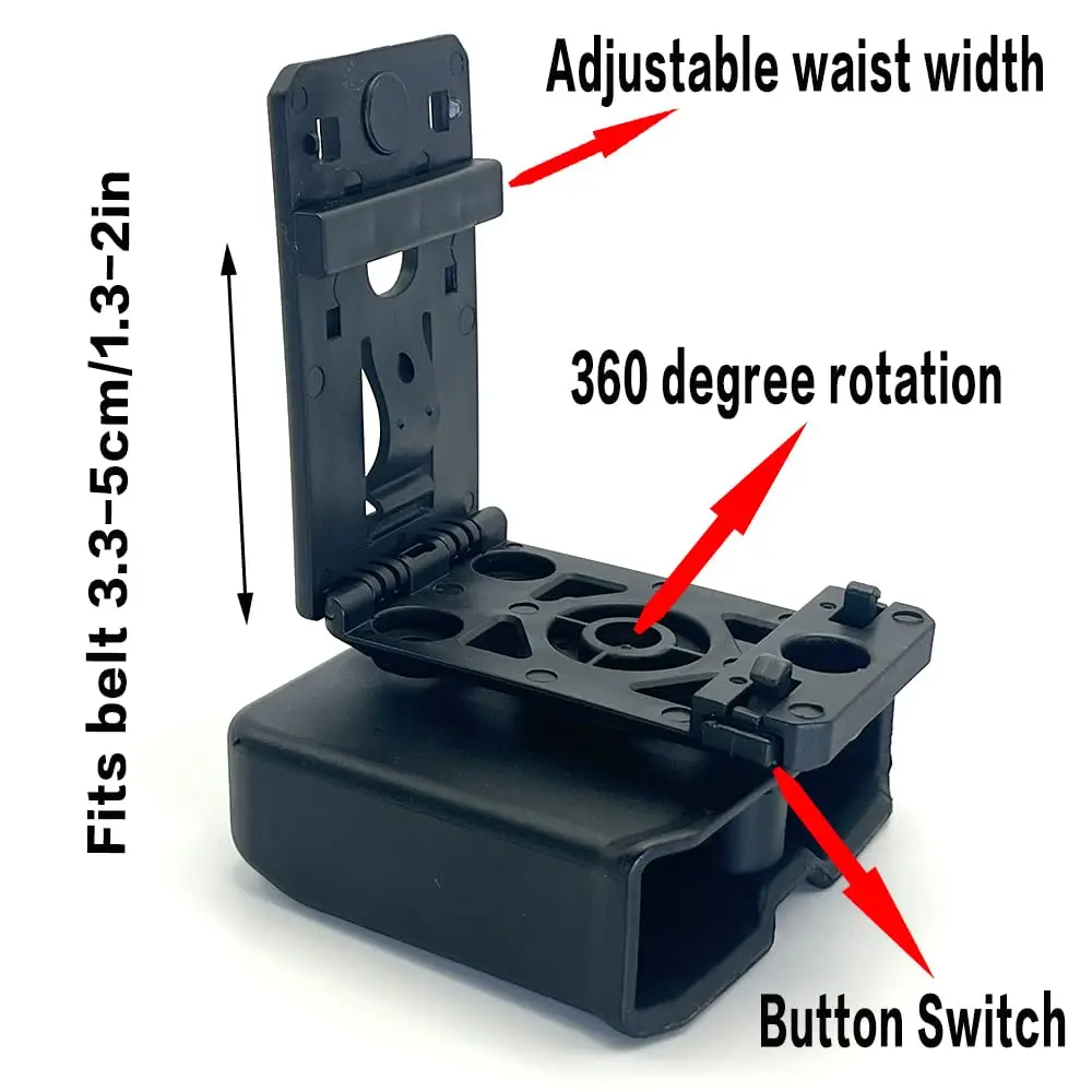 Tactical Double Row Magazine Quick Release Sleeve Outdoor Pistol Mag Holder With 360° Belt Clip Attachment for Hunting Shooting