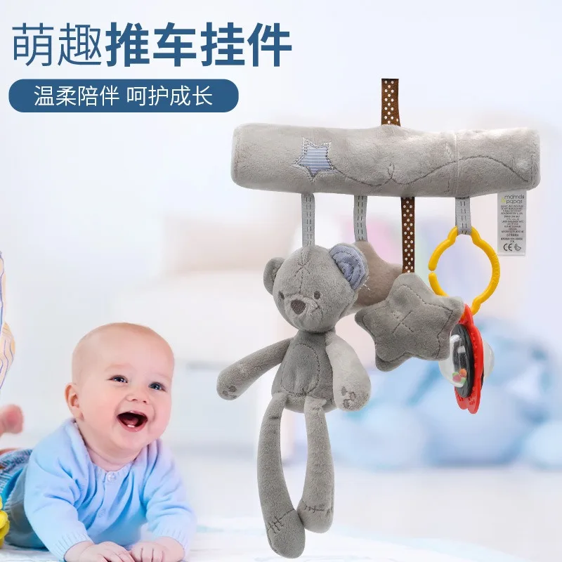 Baby Toddler Toys Bed Hanging Plush Cartoon Animal Pendant with Music Baby Bed Hanging Carousel Hanging Toy Baby Rattle Toys