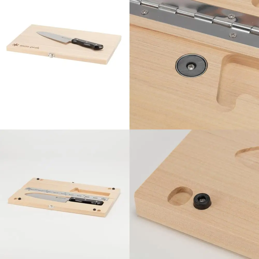 

Foldable Natural Birch Wood Cutting Board with Stainless Steel Knife, Ideal for Camping and Picnic, Large Size, Durable Chopping