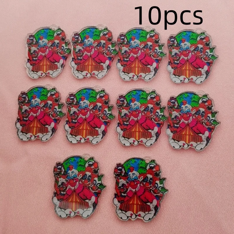 10pcs acrylic cartoon clown pendant, DIY jewelry accessories, jewelry making earrings, necklaces, keychains image 2