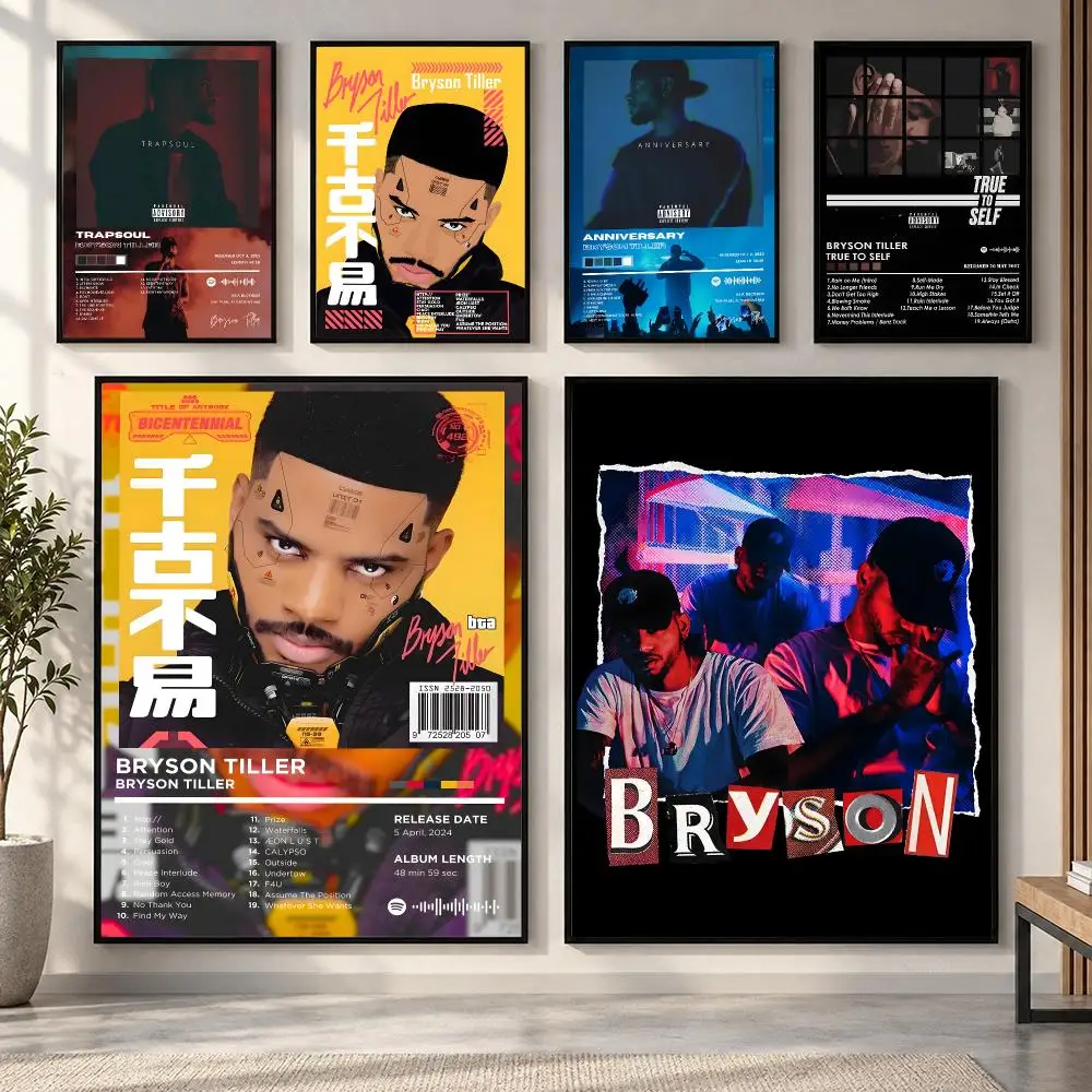 Rap Music Pop Album Cover Bryson Tiller Poster HD art sticky wall waterproof home living room bedroom bar aesthetic decoration