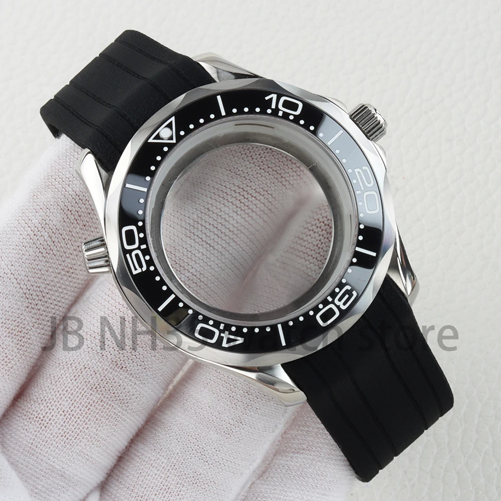 41mm NH35 Case Rubber Strap 10ATM Waterproof For Seamaster 300 NH35 NH36 Movement 31mm Dial Solid Stainless Steel Watch Case