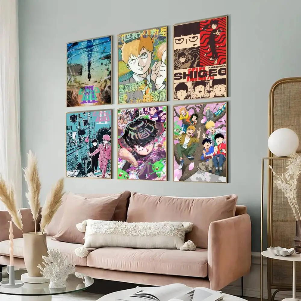 Anime Japan Mob cool P-Psycho 100 klassische Vintage-Poster, Dekoration, Gemälde, Wandkunst, weißes Kraftpapier, Kawaii-Raumdekoration