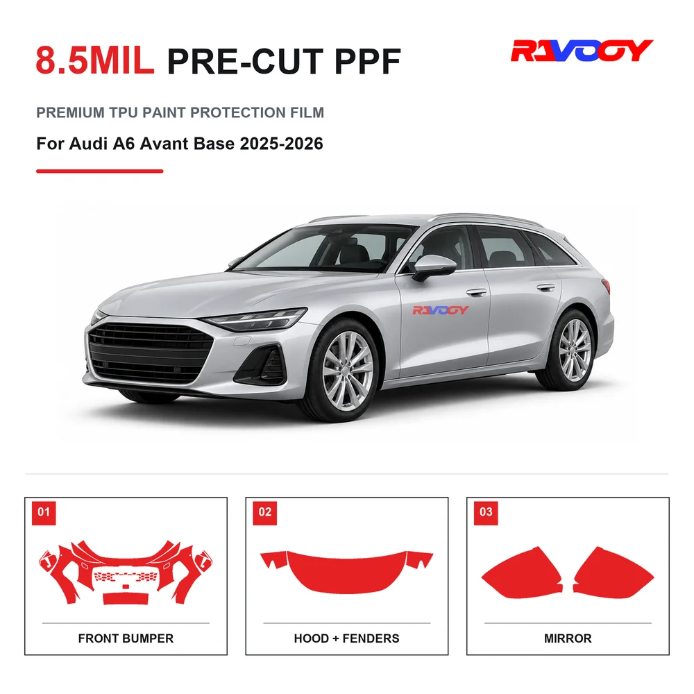 Precut PPF For Audi A6 Avant Base 2025-2026 8.5mil TPU Clear Paint Protection Film Self Healing Hydrophobic UV Stone Chip Guard