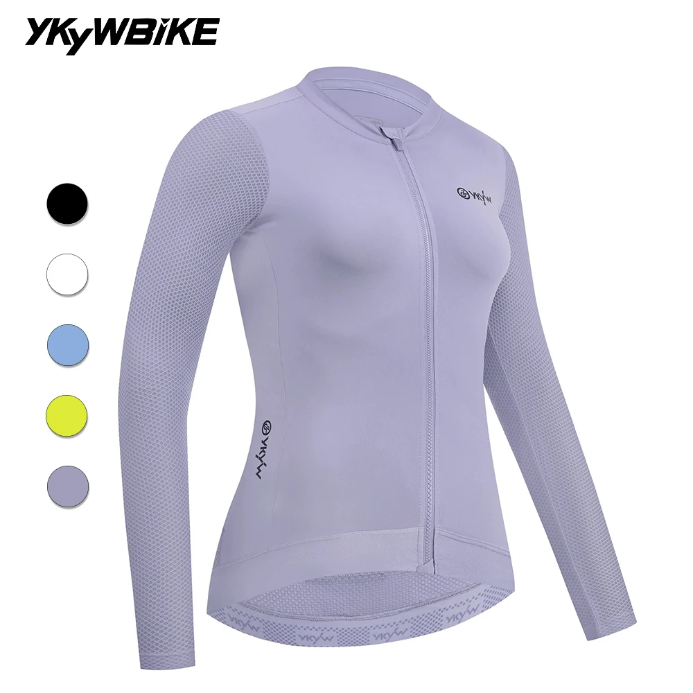 

YKYWBIKE Женская летняя велосипедная майка с длинным рукавом, дышащая, с защитой от пота, SPF50+, для весеннего велоспорта