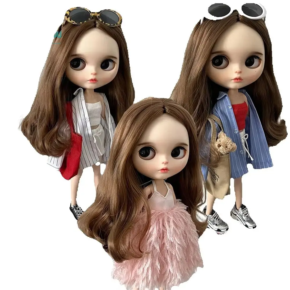 Blyth Clothes Azone OB22 OB24 Doll Accessories Fashion Feather Skirts, Denim Onesies Toy Gift