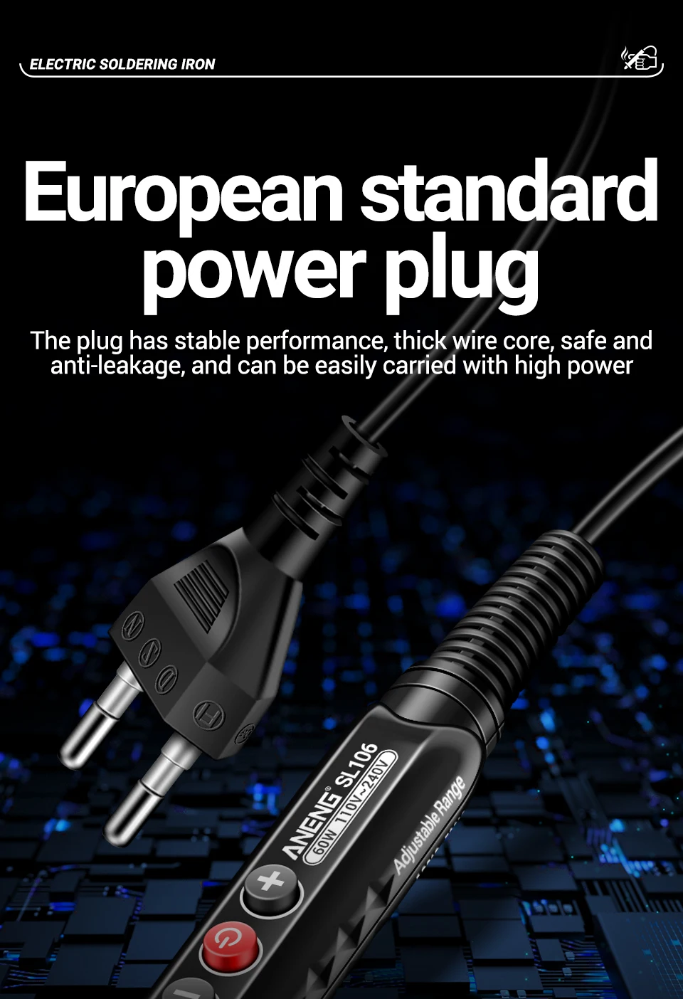 ANENG SL106 Digitale Elektrische Lötkolben 110 V/220 V Einstellbare Temperatur Professionelle Schweißen Solder US/EU Stecker schweißen Werkzeug – Detail 9