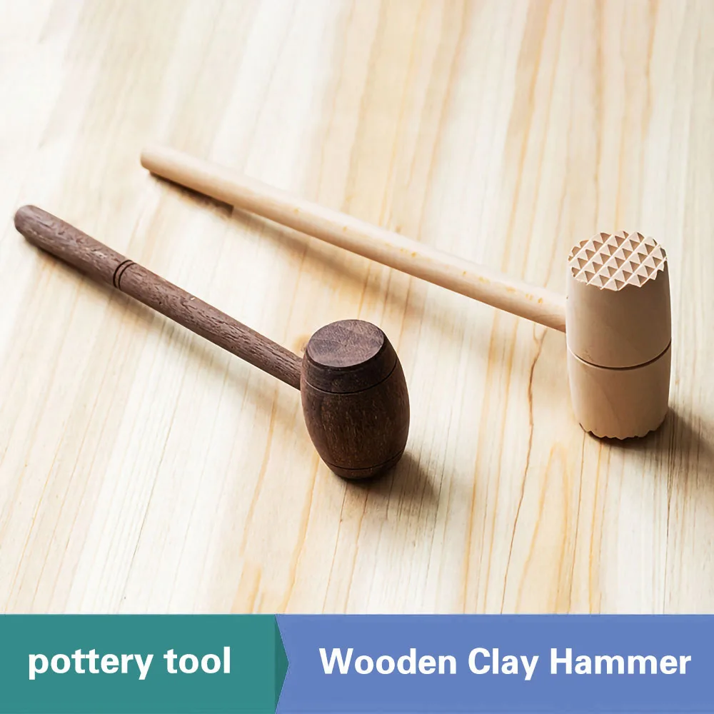 pottery Tools Wooden Hammer Mallet Clay Tools Pottery Hammer Handmade Purple Sand Pot Texture Round Hammer Mahogany Hammer
