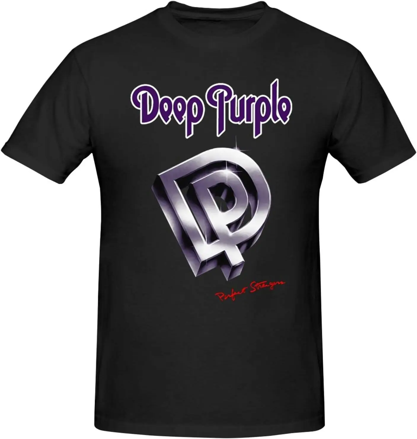 Big Boys Rock Band Deep Music Theme Purple T Shirt Crew Neck Short Sleeve Shirt, Breathable Cotton Tee Top Shirt for Men