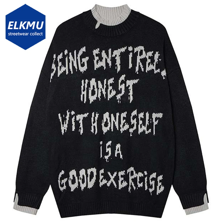 

Vintage Oversized Sweaters Men Autumn Winter Casual Loose Knit Jumper Streetwear Harajuku Hip Hop Y2K Sweaters