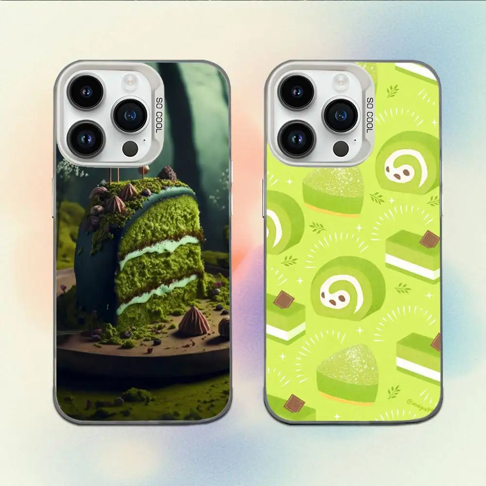 

Matcha cake Phone Case For iPhone 16,15,14,13,12,11,Mini,Pro,E,MAX White Candy Matte Shockproof Cover