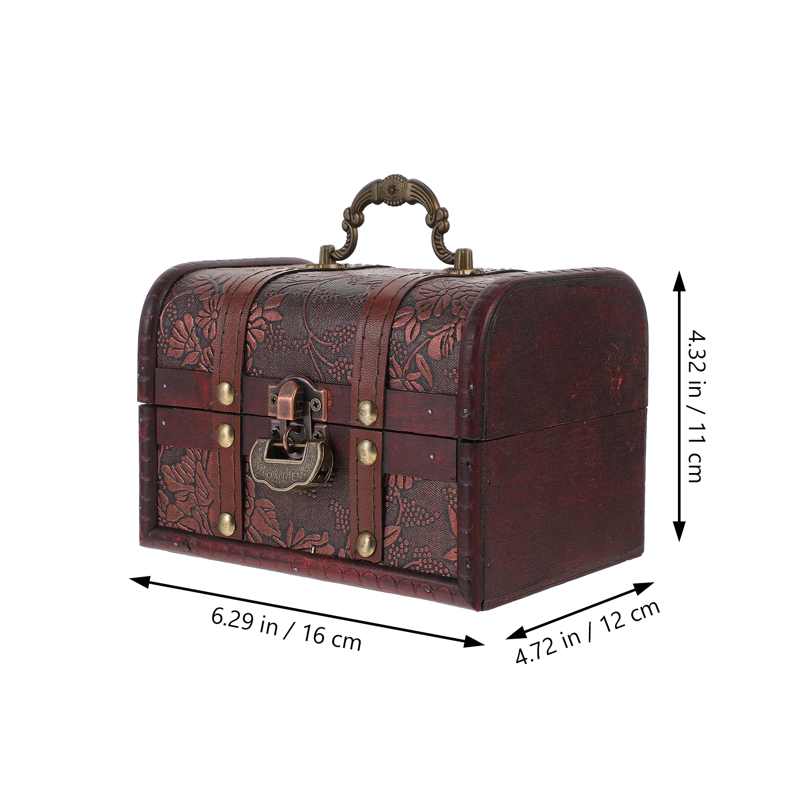 Pirate Treasure Chest Jewelry Jewelrybox Trinket Boxes Vintage Wood with Lock Bridegroom
