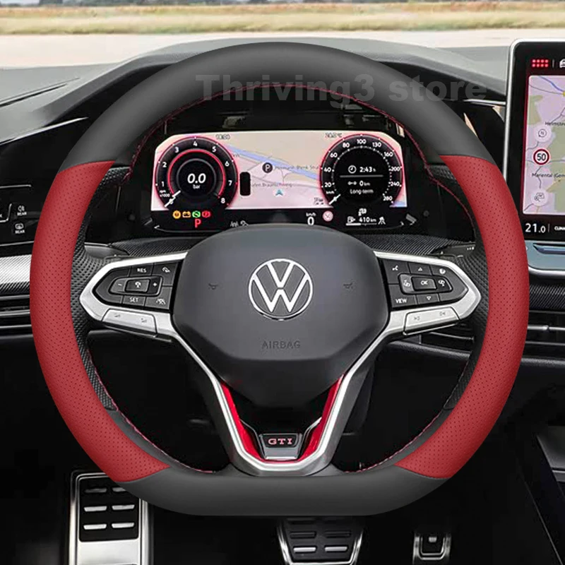 

Leather Car Steering Wheel Cover For Volkswagen Golf GTI R 2015-2025 Auto Steering Wheel interior Volkswagen Golf Accessories