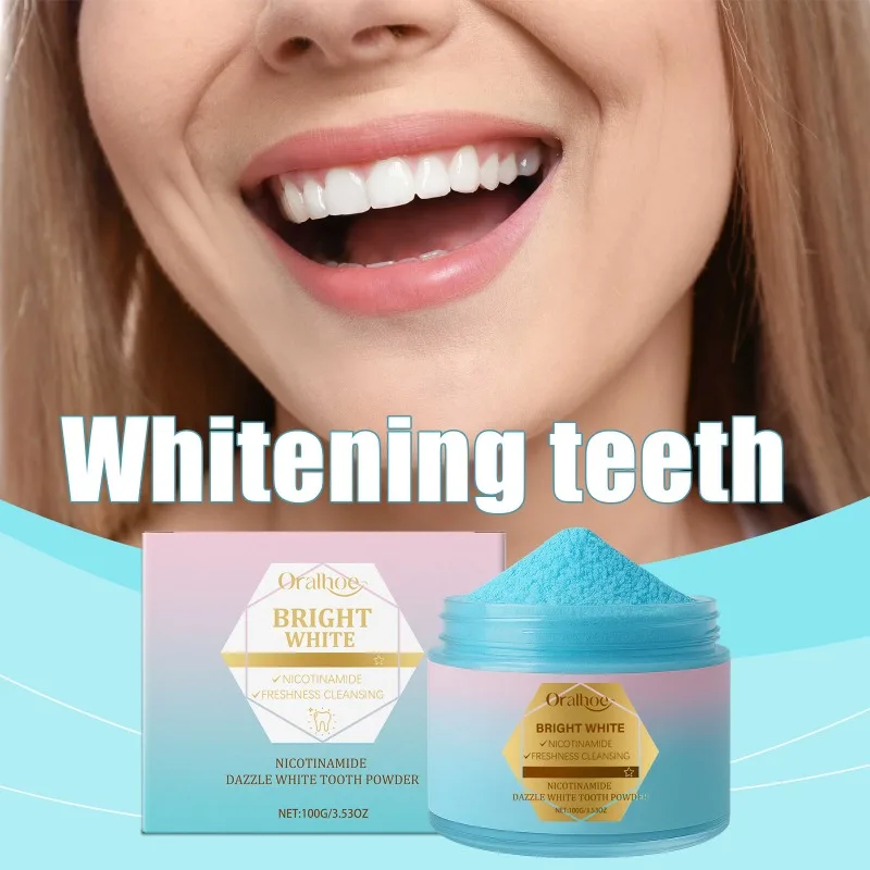 Niacinamide Teeth Brighten Toothpaste Plaque Stain Removal Repair Caries Reduce Bad Breath Lasting Fresh Tooth Whitening Powder