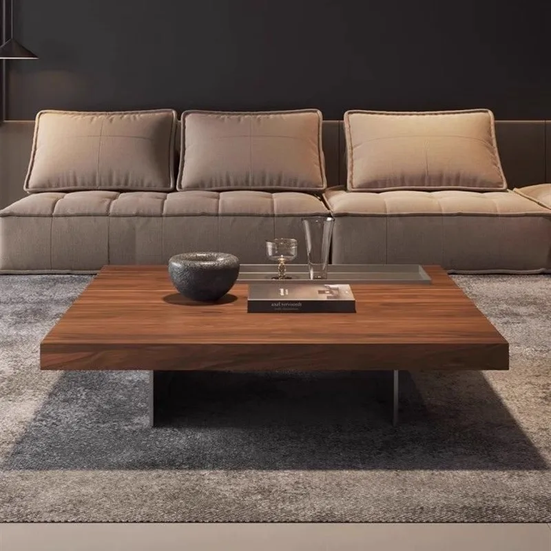 Tavolino quadrato moderno e semplice in legno massello Soggiorno domestico sospeso minimalista italiano in noce
