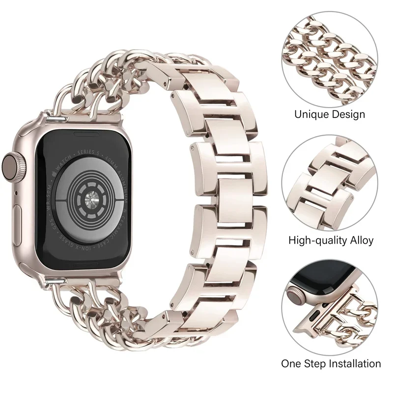 Link Bracelet for Apple Watch Band Ultra 2 49mm 40mm 44mm 41mm 45mm Metal Stainless steel IWatch Strap Series 9 8 7 SE 6 5 4 3