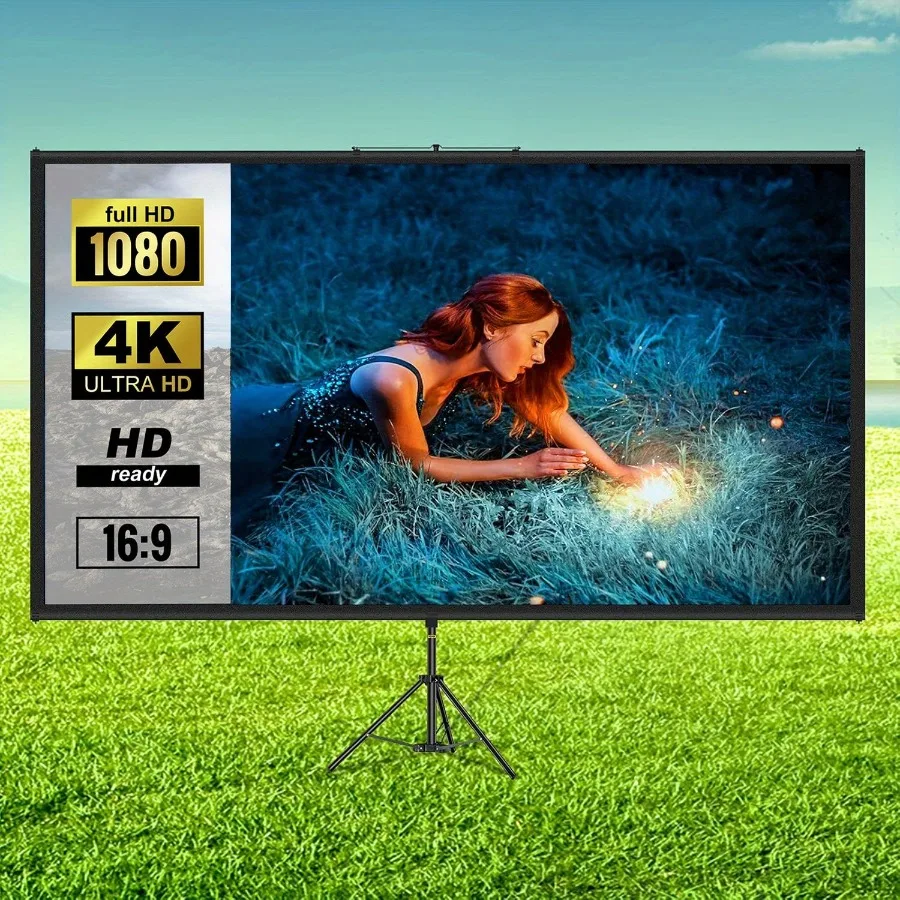 

80 100-дюймовый портативный экран проектора 16:9 HD 4K для домашнего кинотеатра, уличный проекционный экран с регулируемой подставкой, без морщин для M