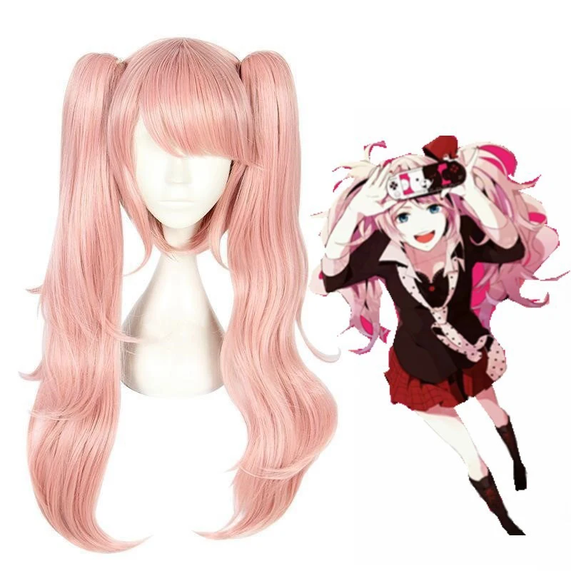 

Bullet Wheel Dance Anime Cosplay Wig Junko Enoshima Woman Pink Long Hair Fashion Girl Appointment Simulated Hair Daily Wear
