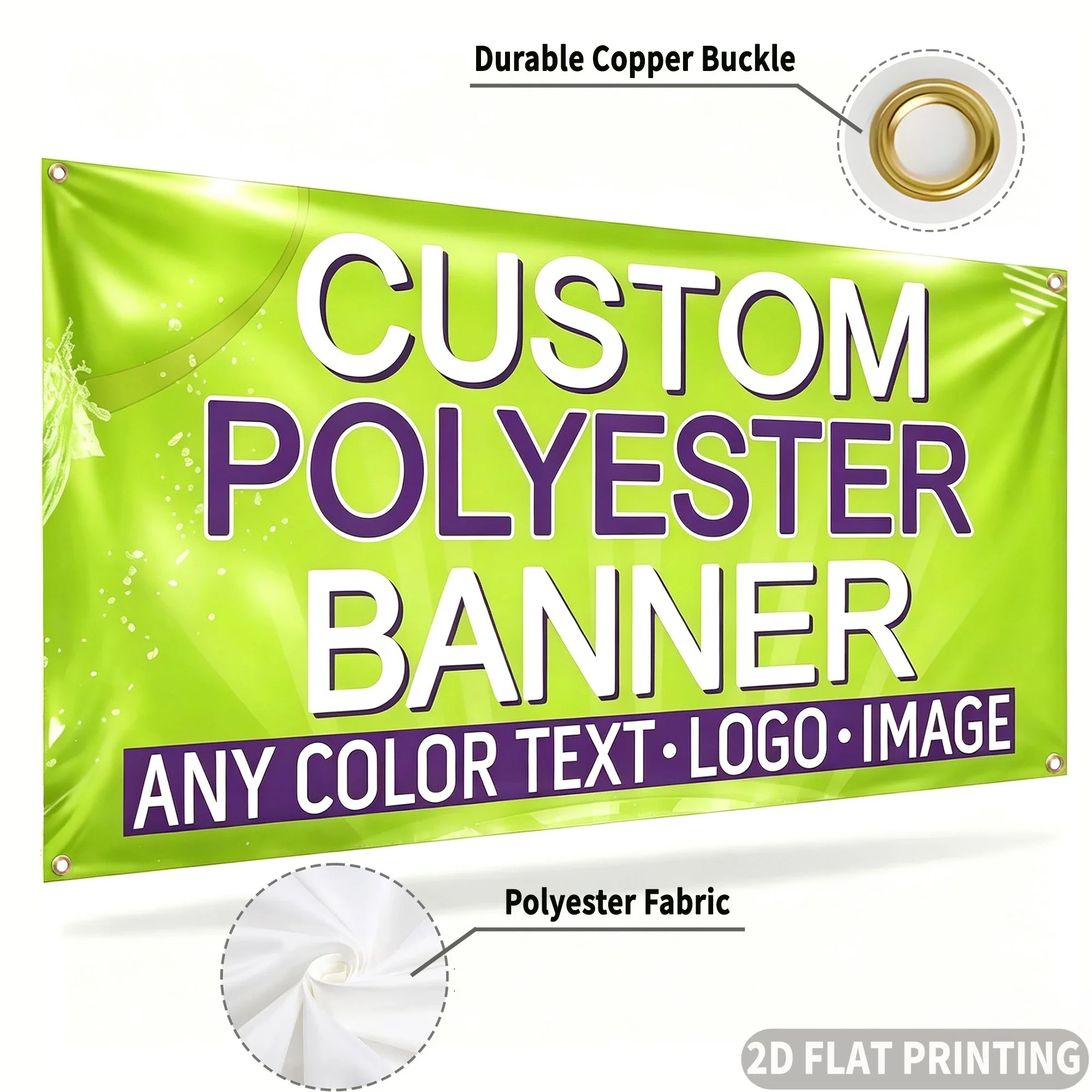 1pc Custom Indoor and Outdoor Banner - with 4 Grommets for Easy Hanging, Multi Sizes To Choose, Ideal for Parties and Business