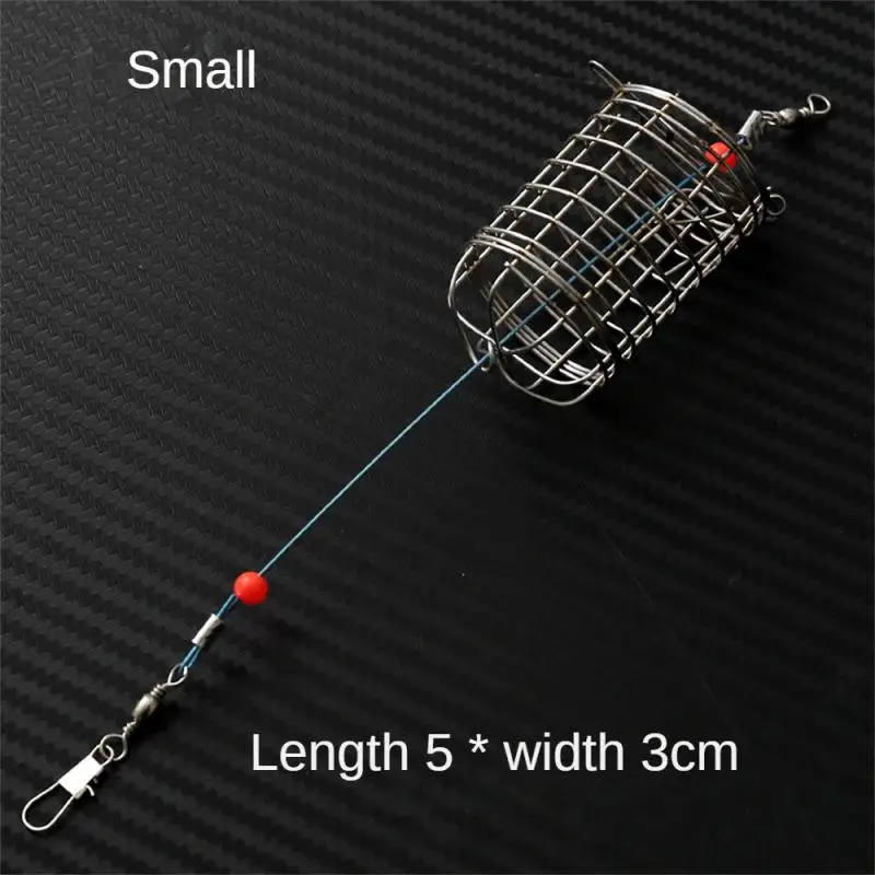 Bait Cage Small Stainless Steel Fishing Feeder Holder 4 Size Fishing Accessories Fishing Bait Basket Metal Baiting Device