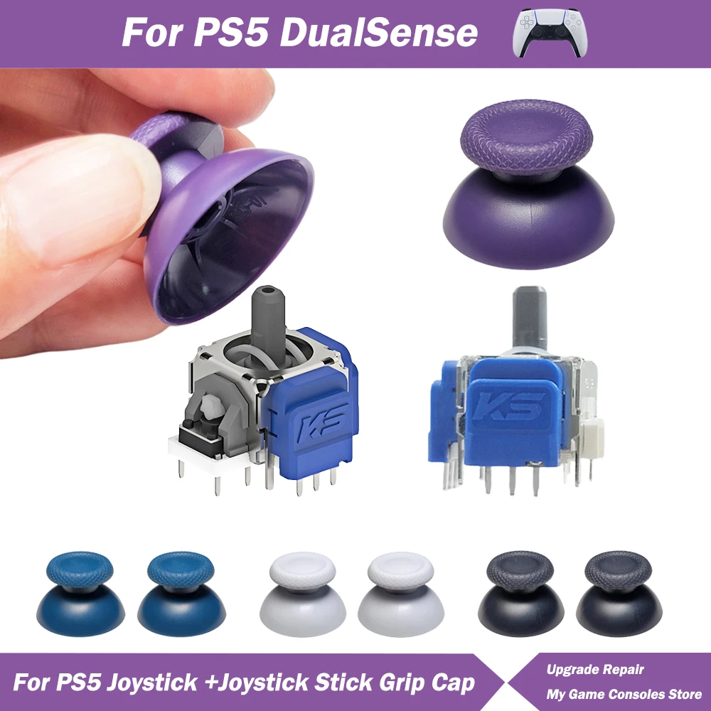 

5 sets K-SILVER JS13 PRO TMR Electromagnetic Joystick with Grip Cap for PS5 Anti-Drift 3D Analog ThumbStick w Joystick Cap