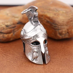 Charm Roman Warrior Spartan Motorcycle Good Luck Pendant Necklaces Vintage Greek Warrior Stainless Steel Guardian Bells Jewelry