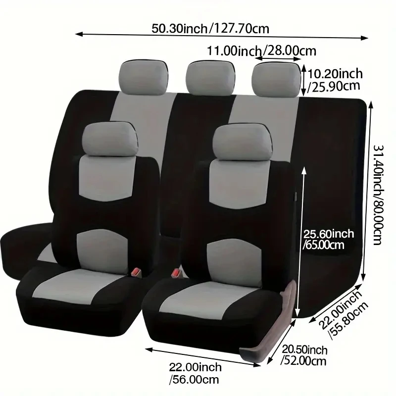 Plain Fabric Bicolor Stylish Car Seat Covers Universal Polyester Car Seat Cover Set Fit Most Car, SUVs, Vans Car Seat Protector